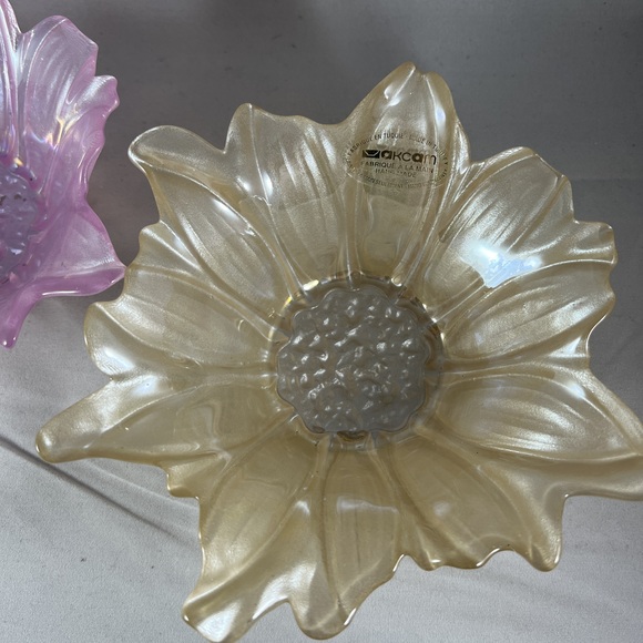 Akcam Potpourri Dish Pink Iridescent Flower Scalloped Decor Handmade Vintage - Picture 4 of 6